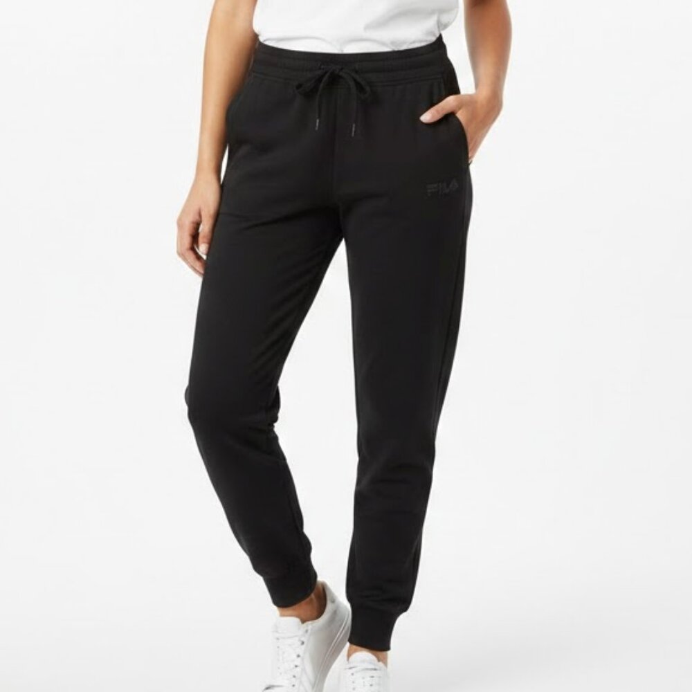 Fila Women Black Cotton Joggers Size L Athletic Sweatpants NWT